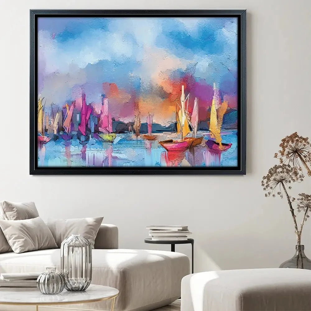Coloured Boats Canvas Print Coloured Boats Canvas Print wall art product pluie_r / Shutterstock