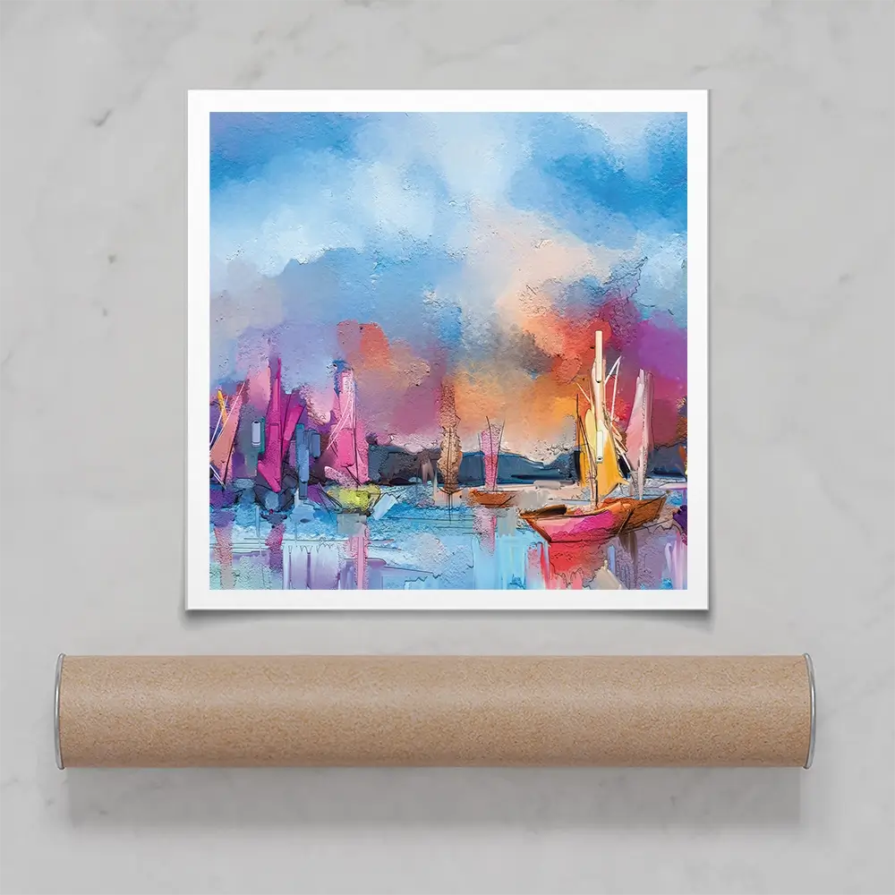 Coloured Boats Square Art Print Coloured Boats Square Art Print wall art product pluie_r / Shutterstock
