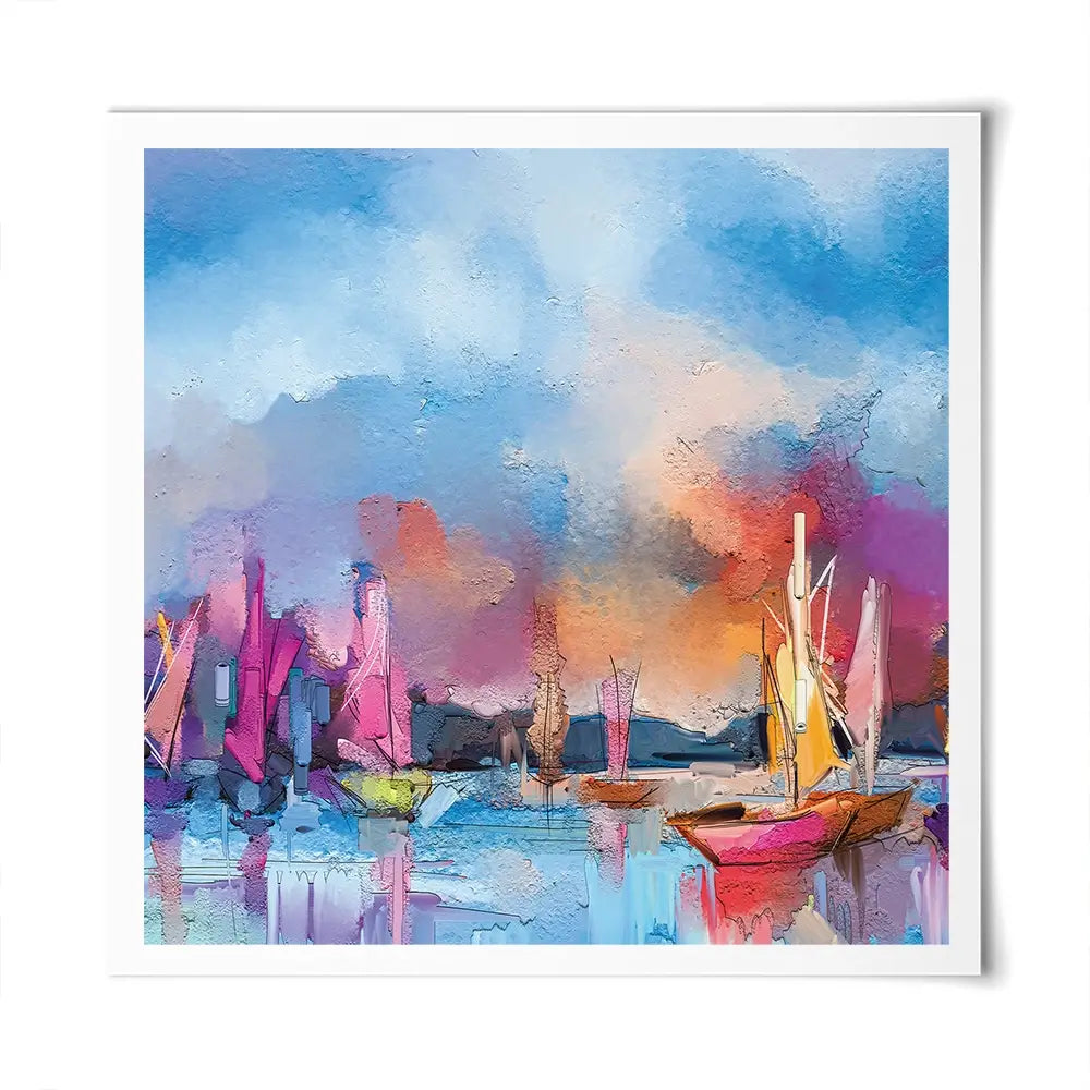Coloured Boats Square Art Print Coloured Boats Square Art Print wall art product pluie_r / Shutterstock