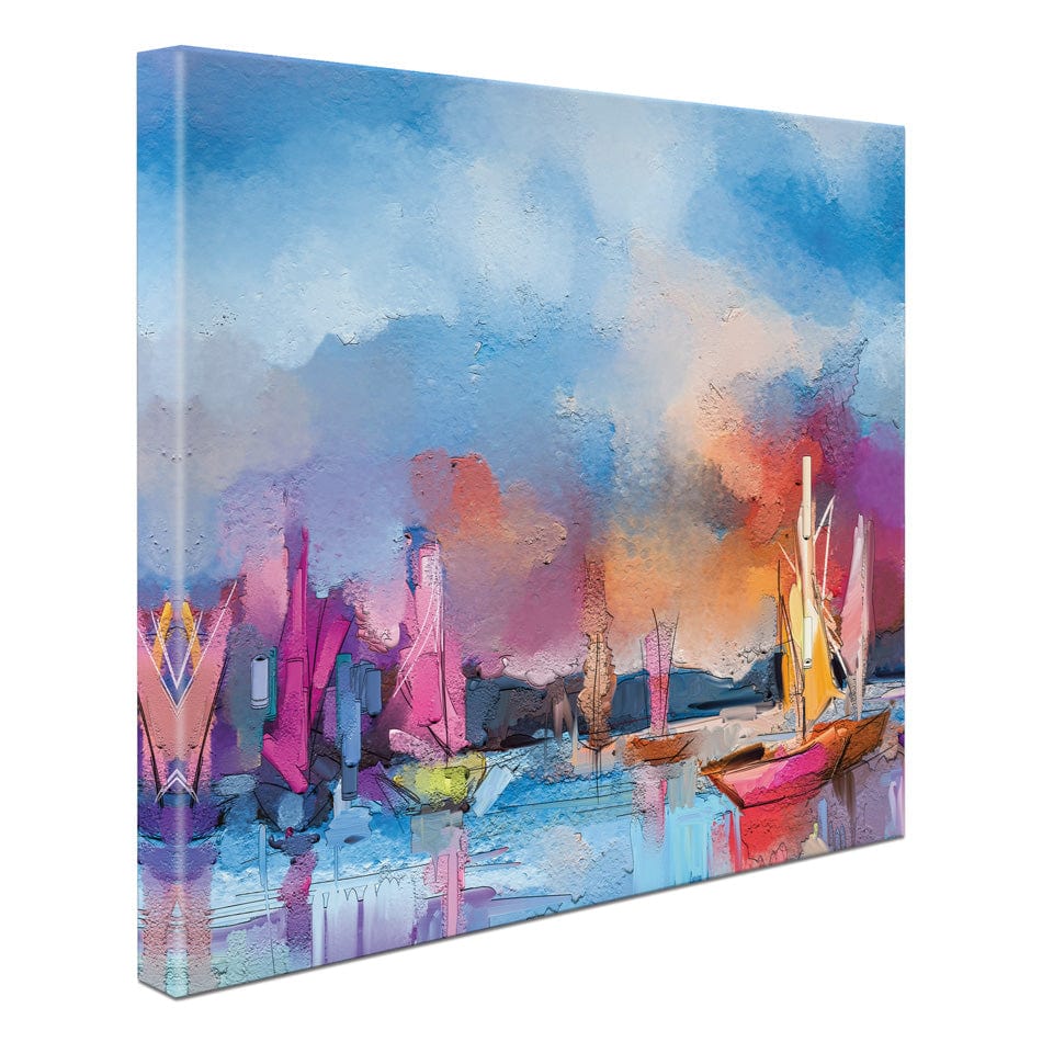 Coloured Boats Square Canvas Print Coloured Boats Square Canvas Print wall art product pluie_r / Shutterstock