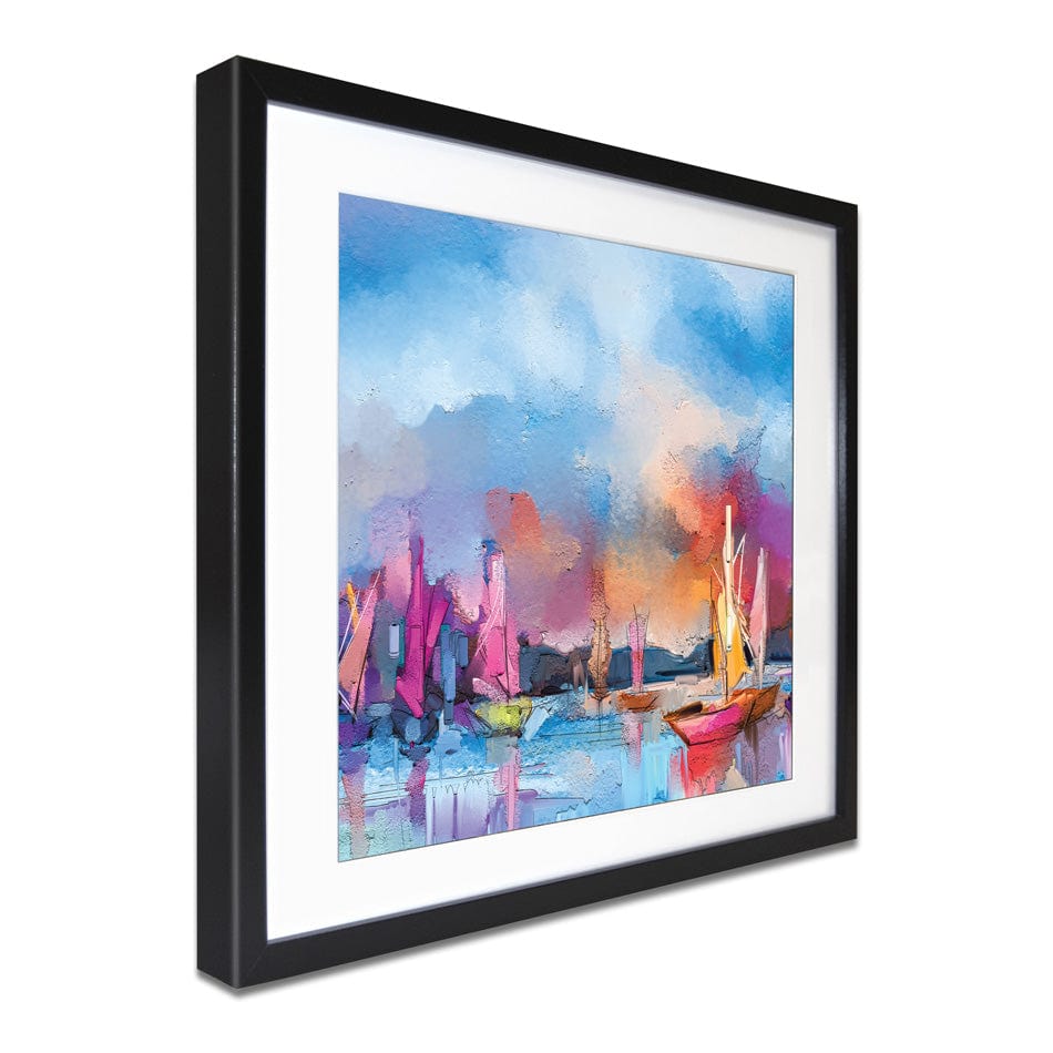 Coloured Boats Square Framed Art Print wall art product pluie_r / Shutterstock