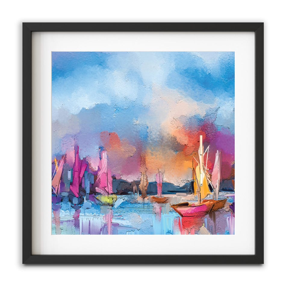 Coloured Boats Square Framed Art Print wall art product pluie_r / Shutterstock