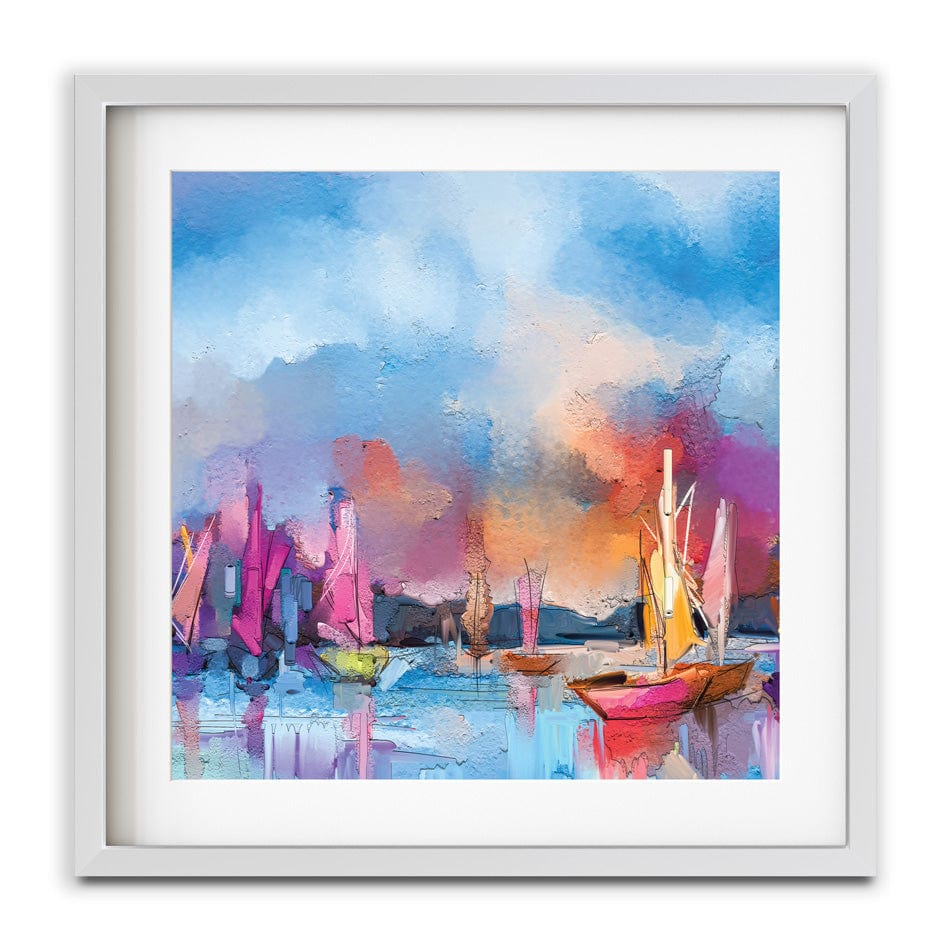 Coloured Boats Square Framed Art Print wall art product pluie_r / Shutterstock