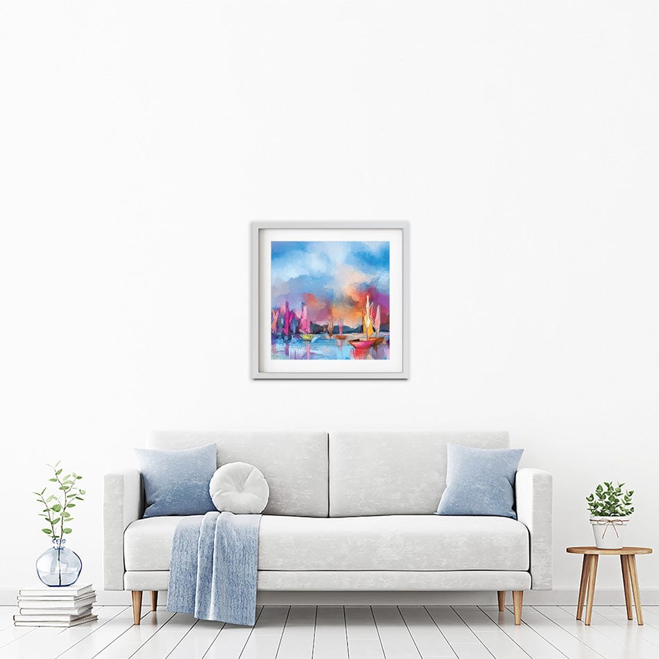 Coloured Boats Square Framed Art Print wall art product pluie_r / Shutterstock