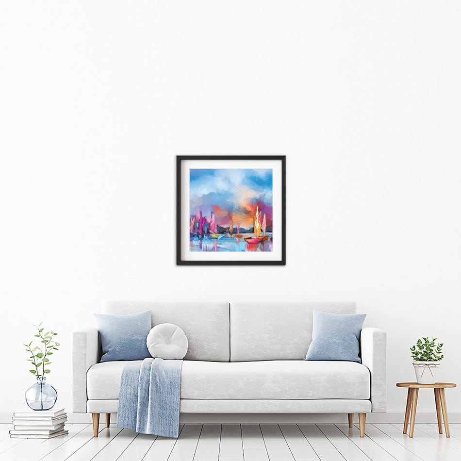 Coloured Boats Square Framed Art Print wall art product pluie_r / Shutterstock