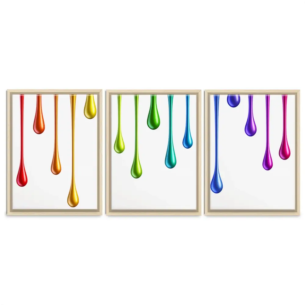 Coloured Paint Drips Trio Canvas Print Coloured Paint Drips Trio Canvas Print wall art product 3d_kot / Shutterstock
