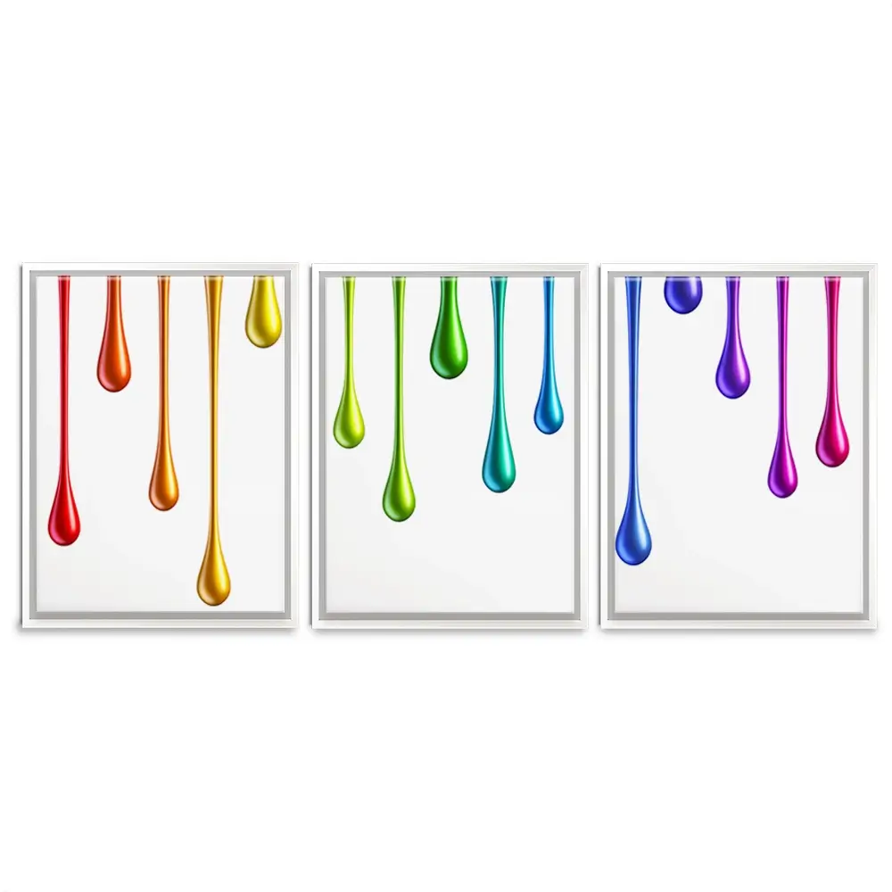Coloured Paint Drips Trio Canvas Print Coloured Paint Drips Trio Canvas Print wall art product 3d_kot / Shutterstock