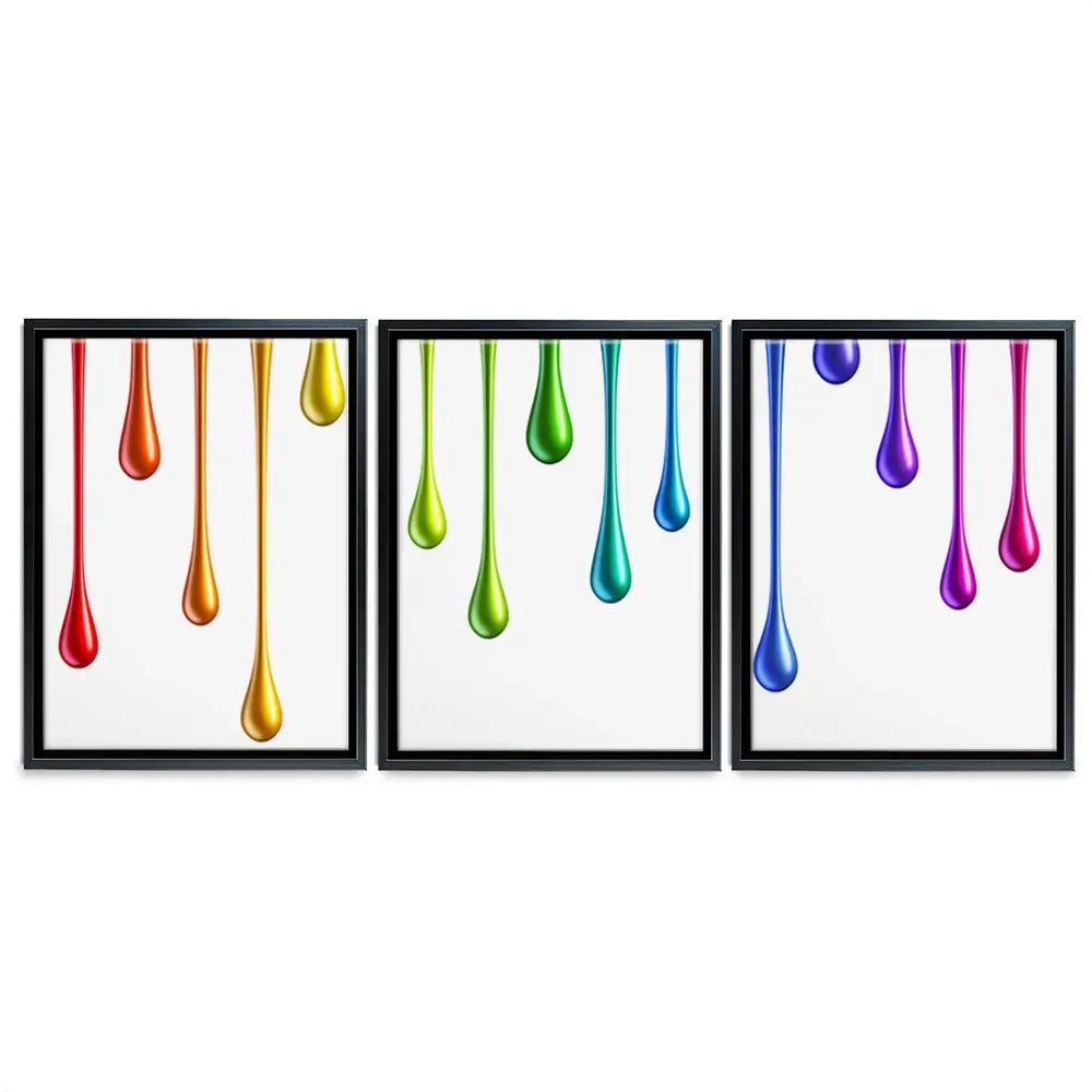 Coloured Paint Drips Trio Canvas Print Coloured Paint Drips Trio Canvas Print wall art product 3d_kot / Shutterstock