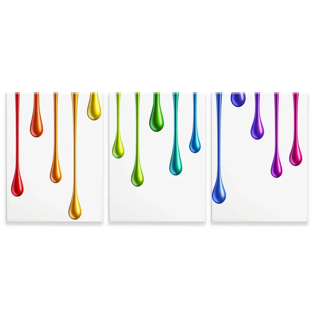 Coloured Paint Drips Trio Canvas Print Coloured Paint Drips Trio Canvas Print wall art product 3d_kot / Shutterstock
