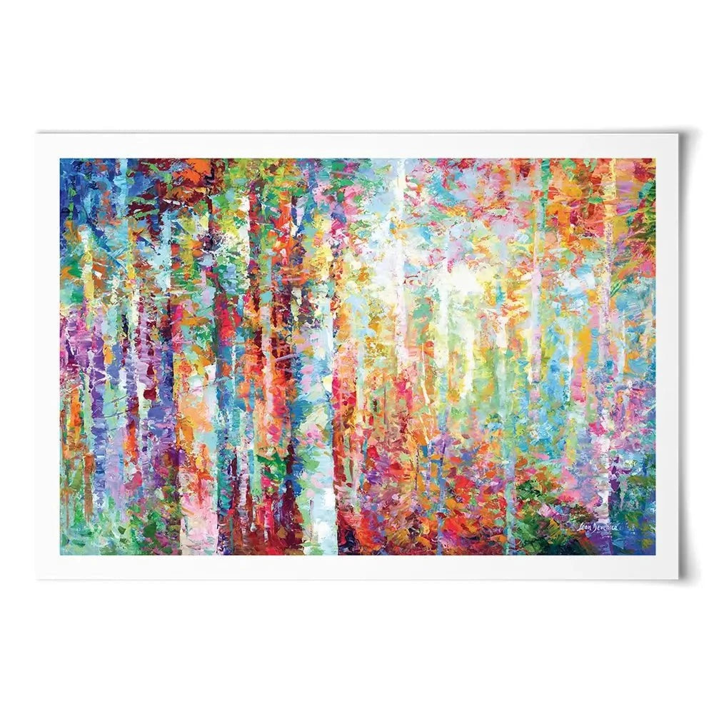 Colourful Abstract Birch Trees Art Print Colourful Abstract Birch Trees Art Print wall art product Leon Devenice