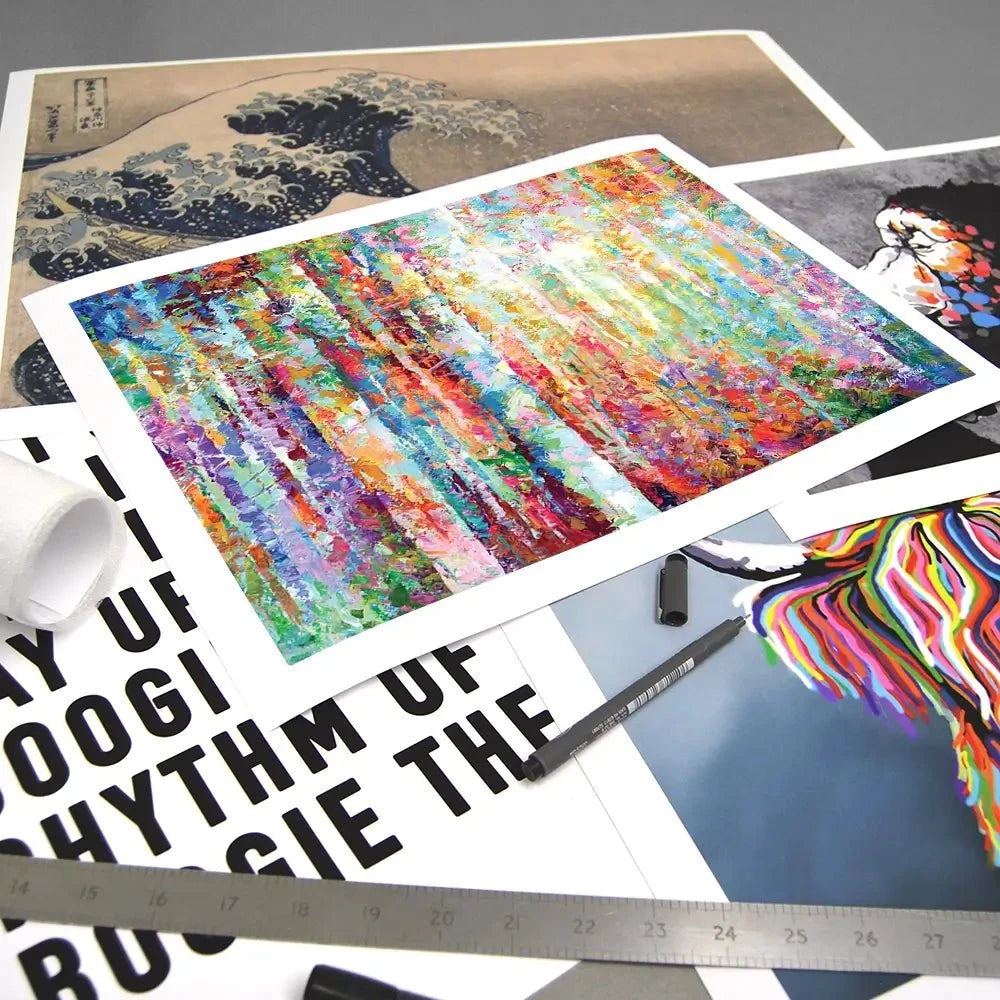 Colourful Abstract Birch Trees Art Print Colourful Abstract Birch Trees Art Print wall art product Leon Devenice