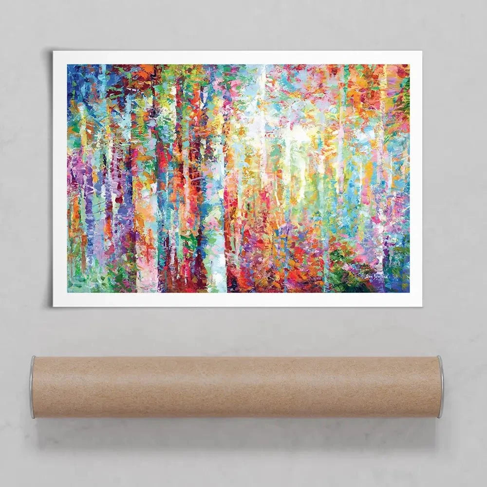 Colourful Abstract Birch Trees Art Print Colourful Abstract Birch Trees Art Print wall art product Leon Devenice