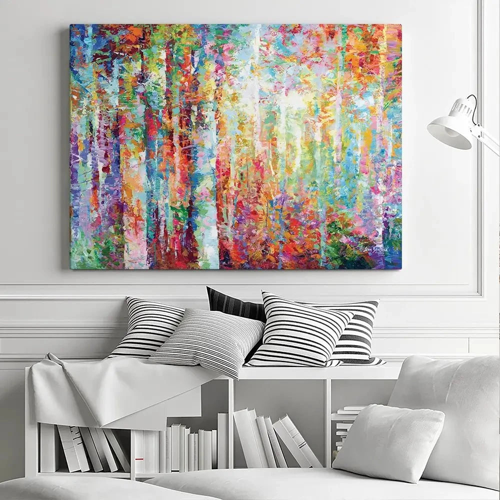 Colourful Abstract Birch Trees Canvas Print Colourful Abstract Birch Trees Canvas Print wall art product Leon Devenice