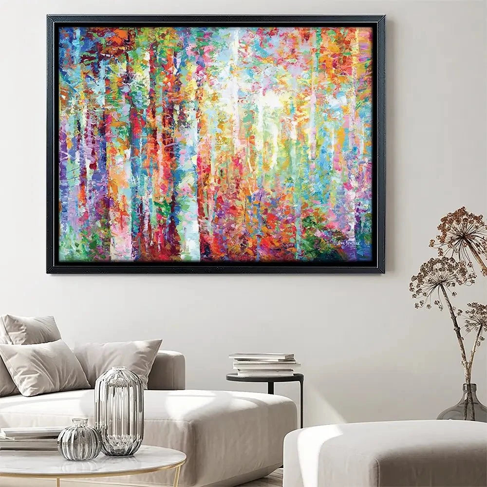 Colourful Abstract Birch Trees Canvas Print Colourful Abstract Birch Trees Canvas Print wall art product Leon Devenice