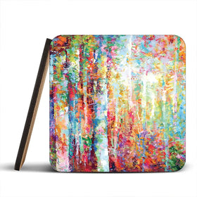 Colourful Abstract Birch Trees Coaster Set Colourful Abstract Birch Trees Coaster Set wall art product Leon Devenice