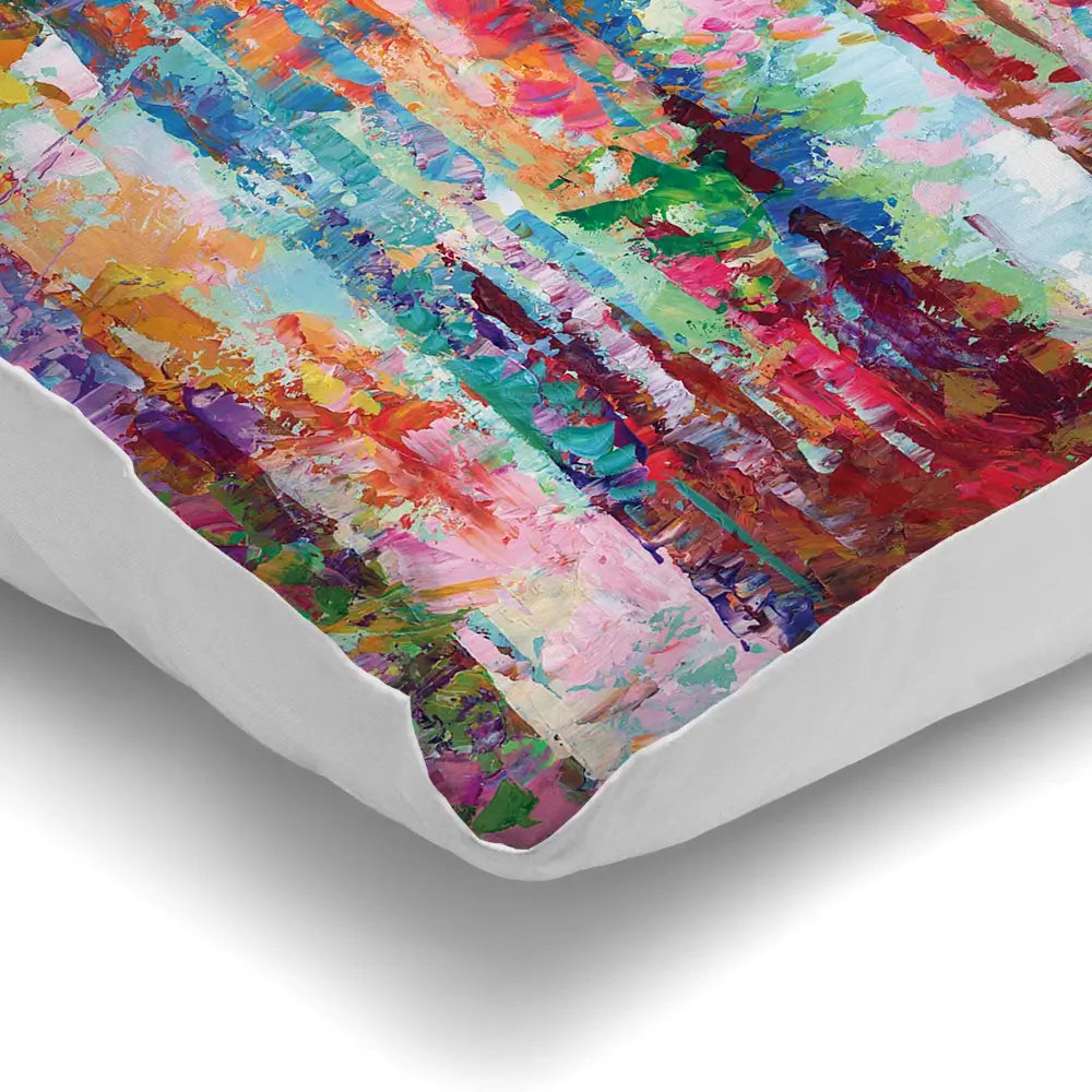 Colourful Abstract Birch Trees Cushion Colourful Abstract Birch Trees Cushion wall art product Leon Devenice