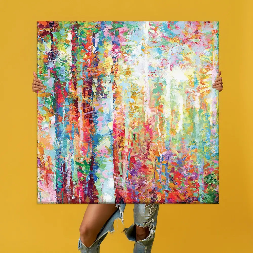 Colourful Abstract Birch Trees Oversized Canvas Print Colourful Abstract Birch Trees Oversized Canvas Print wall art product Art Print Shop