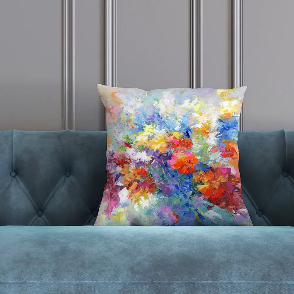 Colourful Abstract Floral 2 Cushion Colourful Abstract Floral 2 Cushion wall art product Leon Devenice