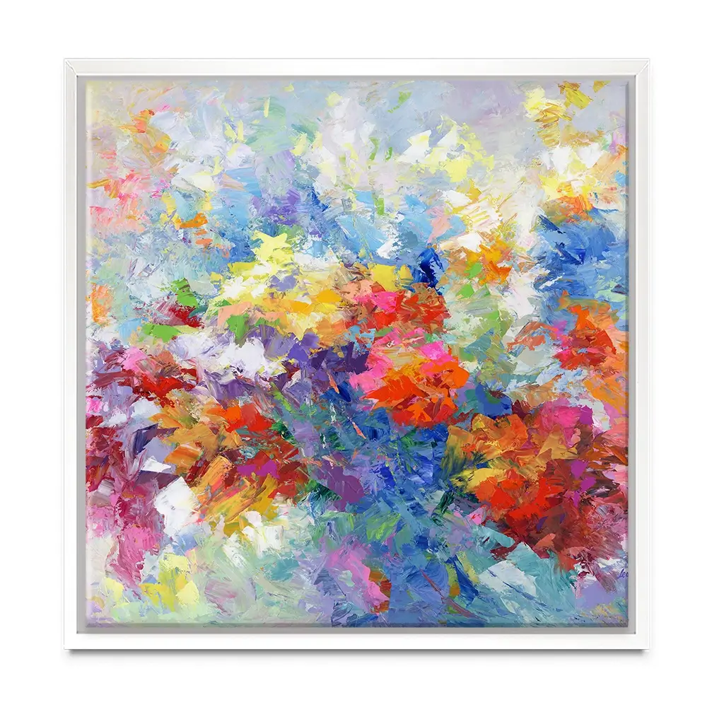 Colourful Abstract Floral 2 Square Canvas Print Colourful Abstract Floral 2 Square Canvas Print wall art product Leon Devenice