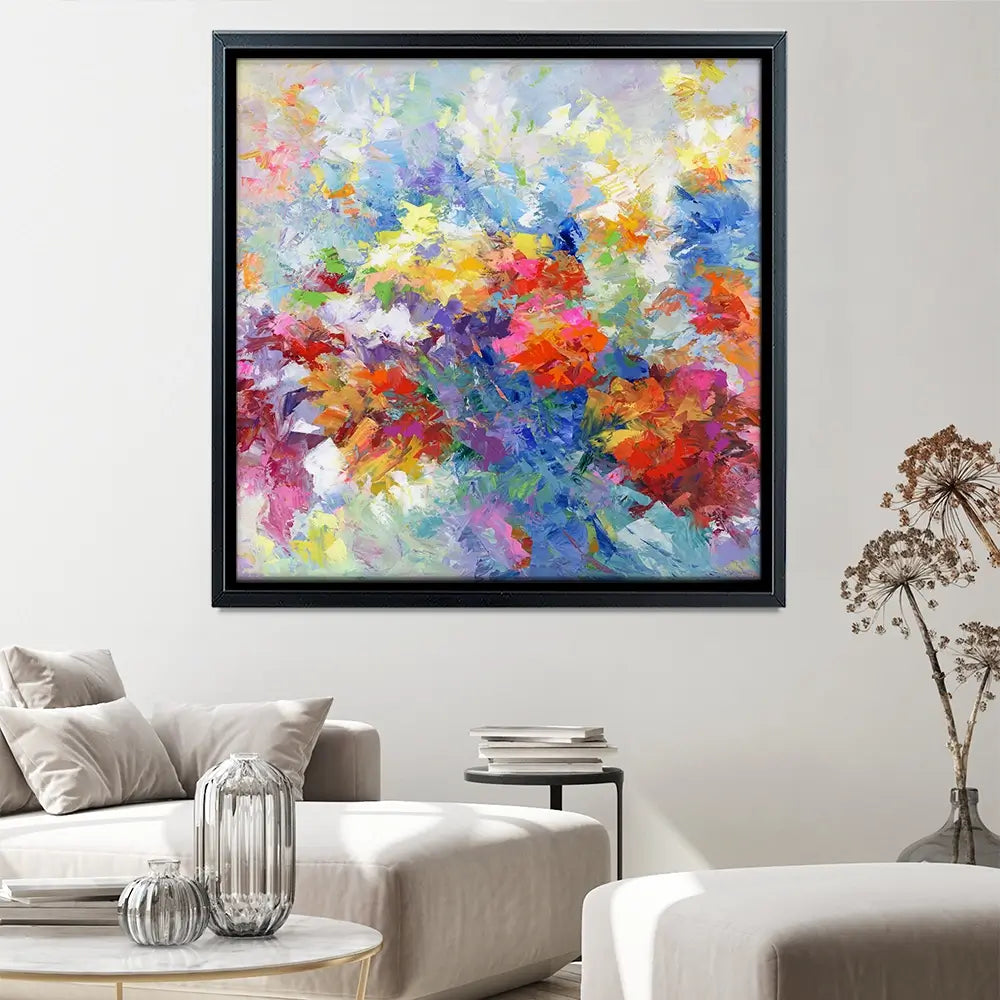 Colourful Abstract Floral 2 Square Canvas Print Colourful Abstract Floral 2 Square Canvas Print wall art product Leon Devenice