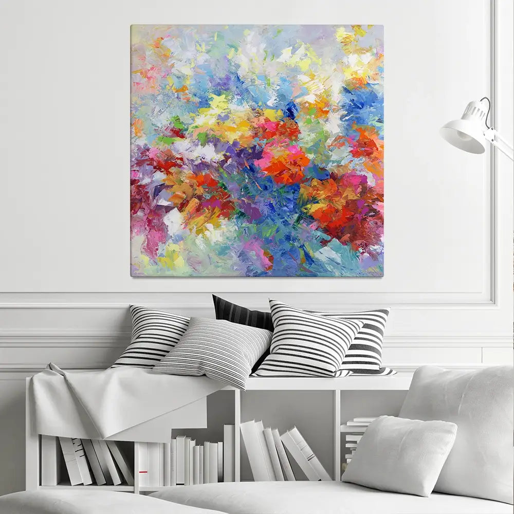 Colourful Abstract Floral 2 Square Canvas Print Colourful Abstract Floral 2 Square Canvas Print wall art product Leon Devenice