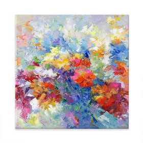 Colourful Abstract Floral 2 Square Canvas Print Colourful Abstract Floral 2 Square Canvas Print wall art product Leon Devenice