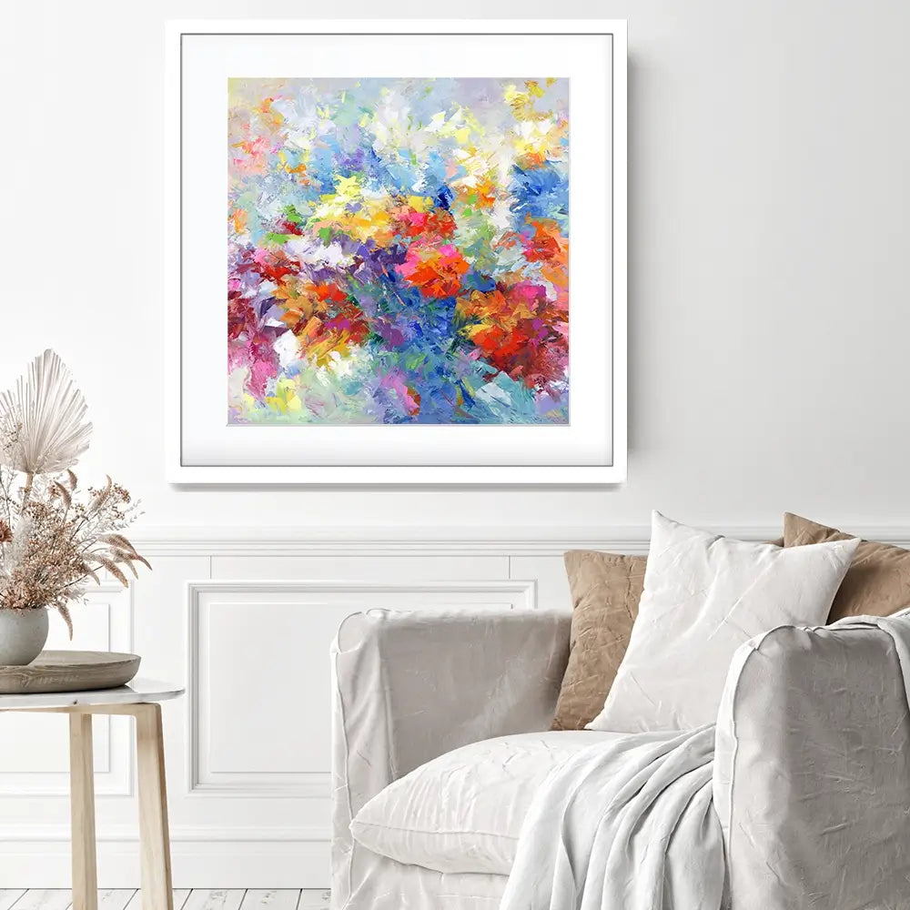 Colourful Abstract Floral 2 Square Framed Art Print Colourful Abstract Floral 2 Square Framed Art Print wall art product Leon Devenice