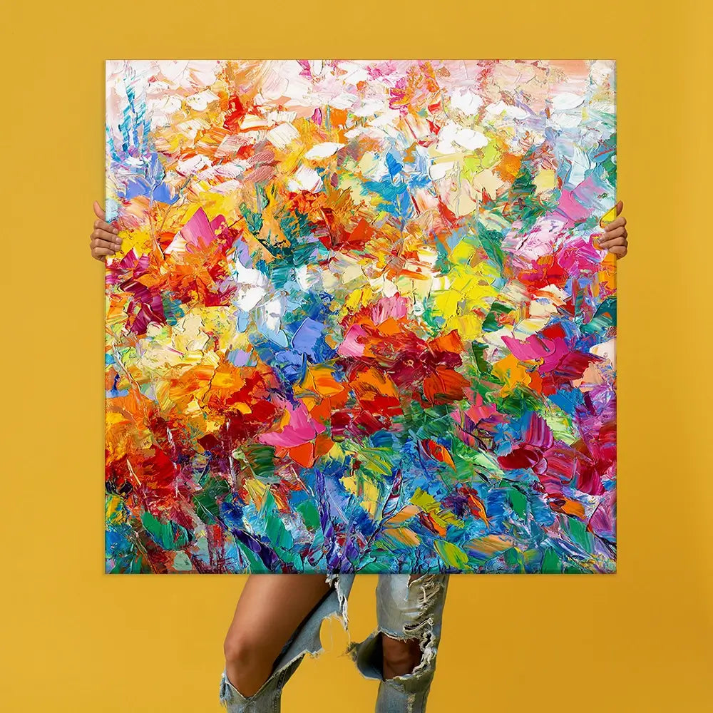 Colourful Abstract Floral Oversized Canvas Print Colourful Abstract Floral Oversized Canvas Print wall art product Leon Devenice