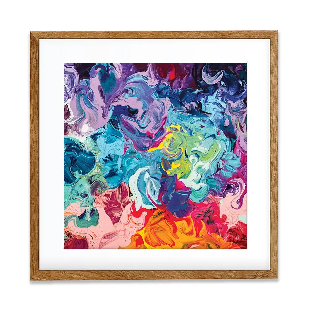 Colourful Abstract Oil Painting Square Framed Art Print Colourful Abstract Oil Painting Square Framed Art Print wall art product Art Print Shop