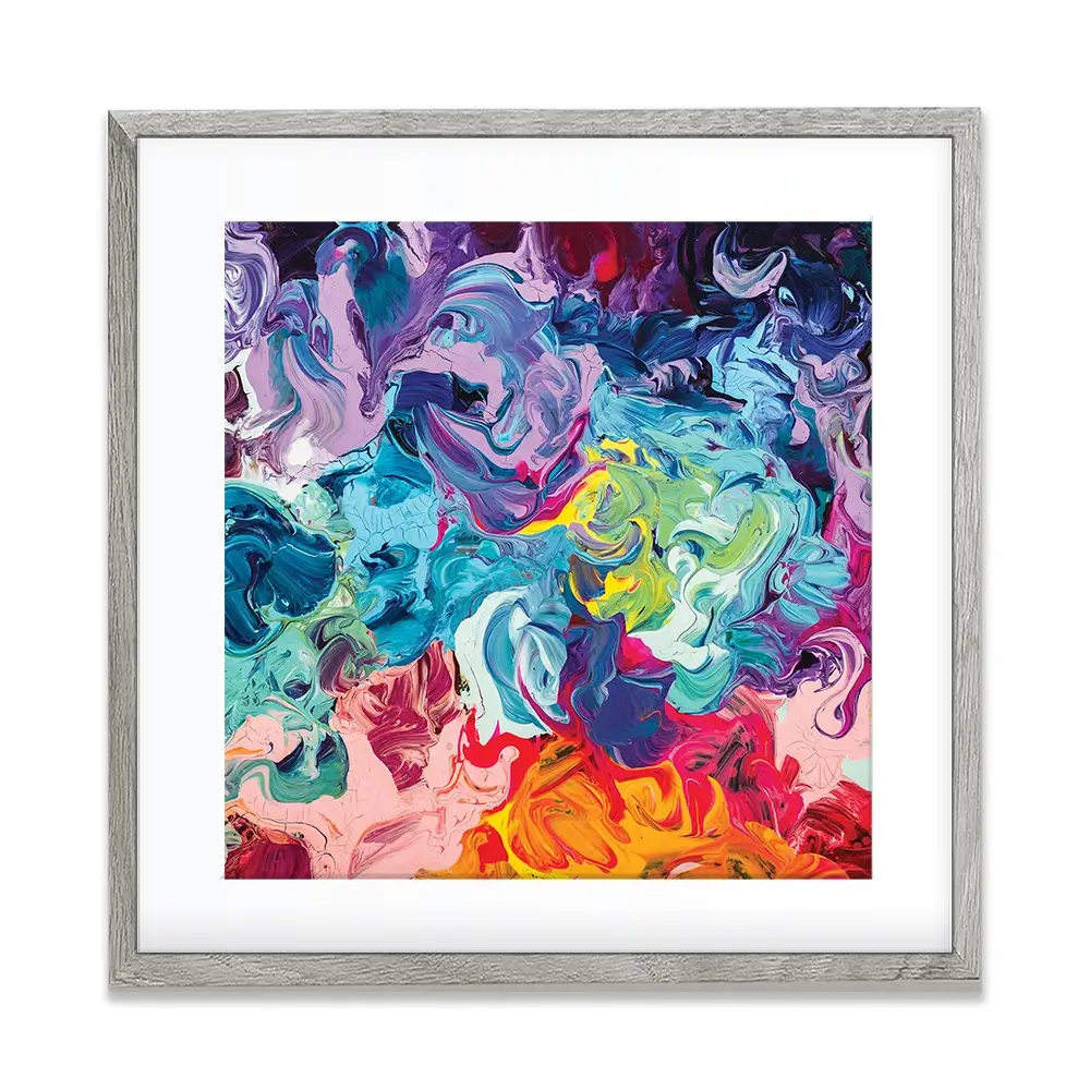 Colourful Abstract Oil Painting Square Framed Art Print Colourful Abstract Oil Painting Square Framed Art Print wall art product Art Print Shop