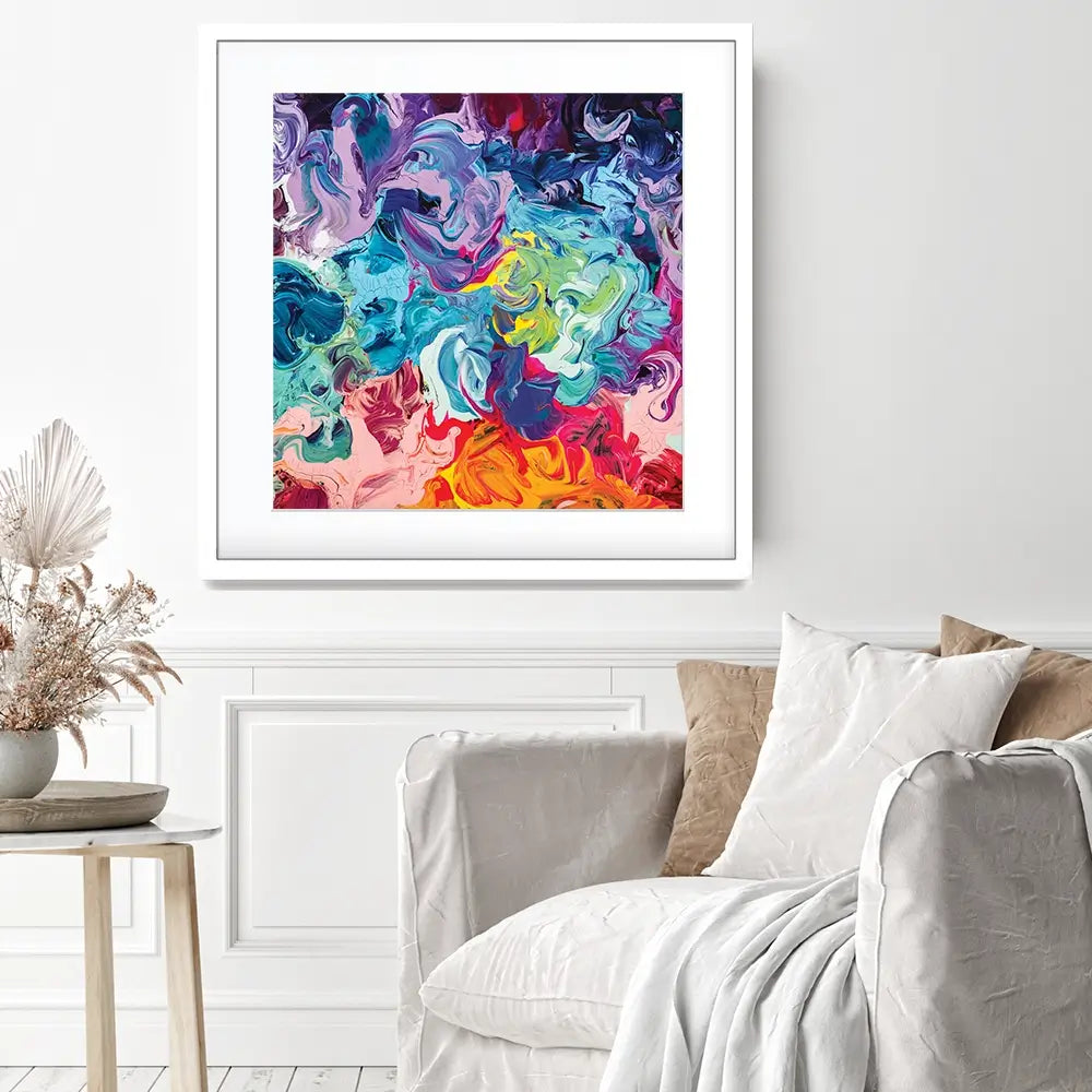 Colourful Abstract Oil Painting Square Framed Art Print Colourful Abstract Oil Painting Square Framed Art Print wall art product Art Print Shop