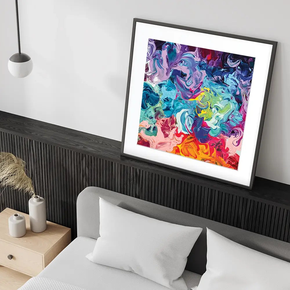 Colourful Abstract Oil Painting Square Framed Art Print Colourful Abstract Oil Painting Square Framed Art Print wall art product Art Print Shop