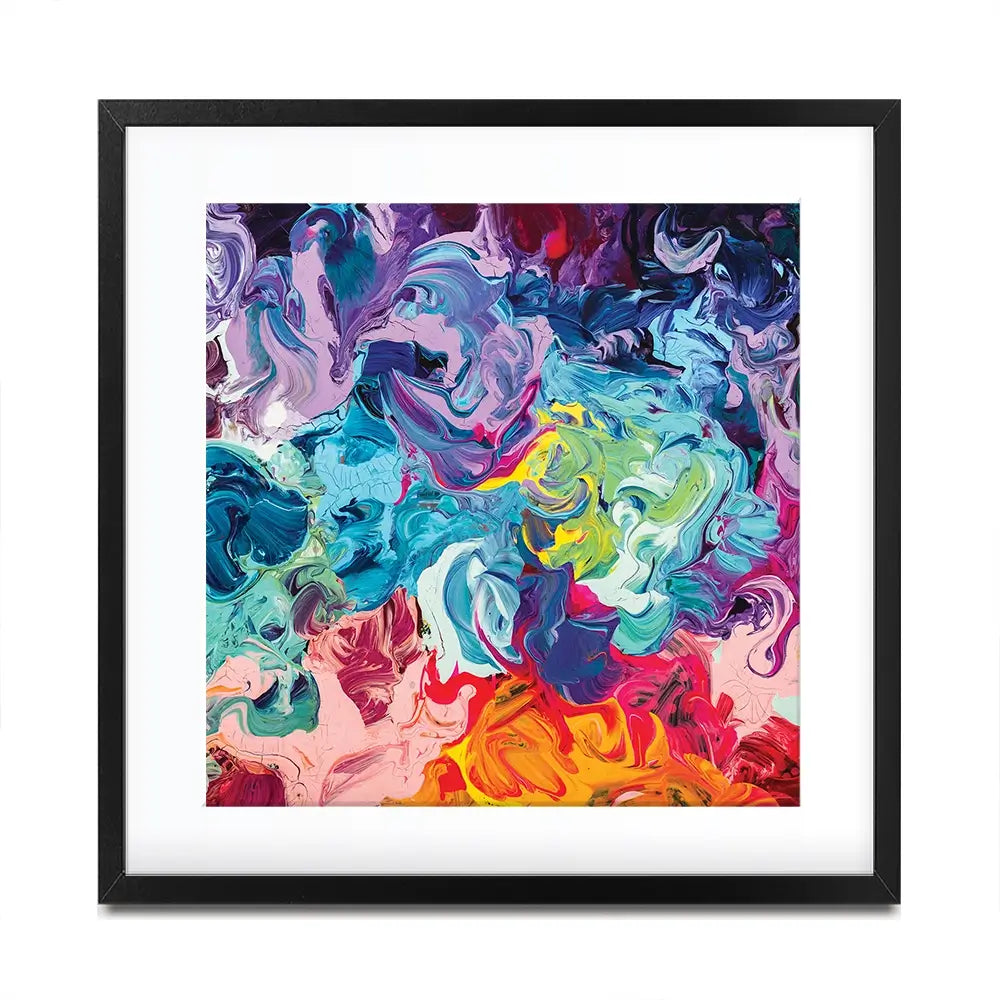 Colourful Abstract Oil Painting Square Framed Art Print Colourful Abstract Oil Painting Square Framed Art Print wall art product Art Print Shop