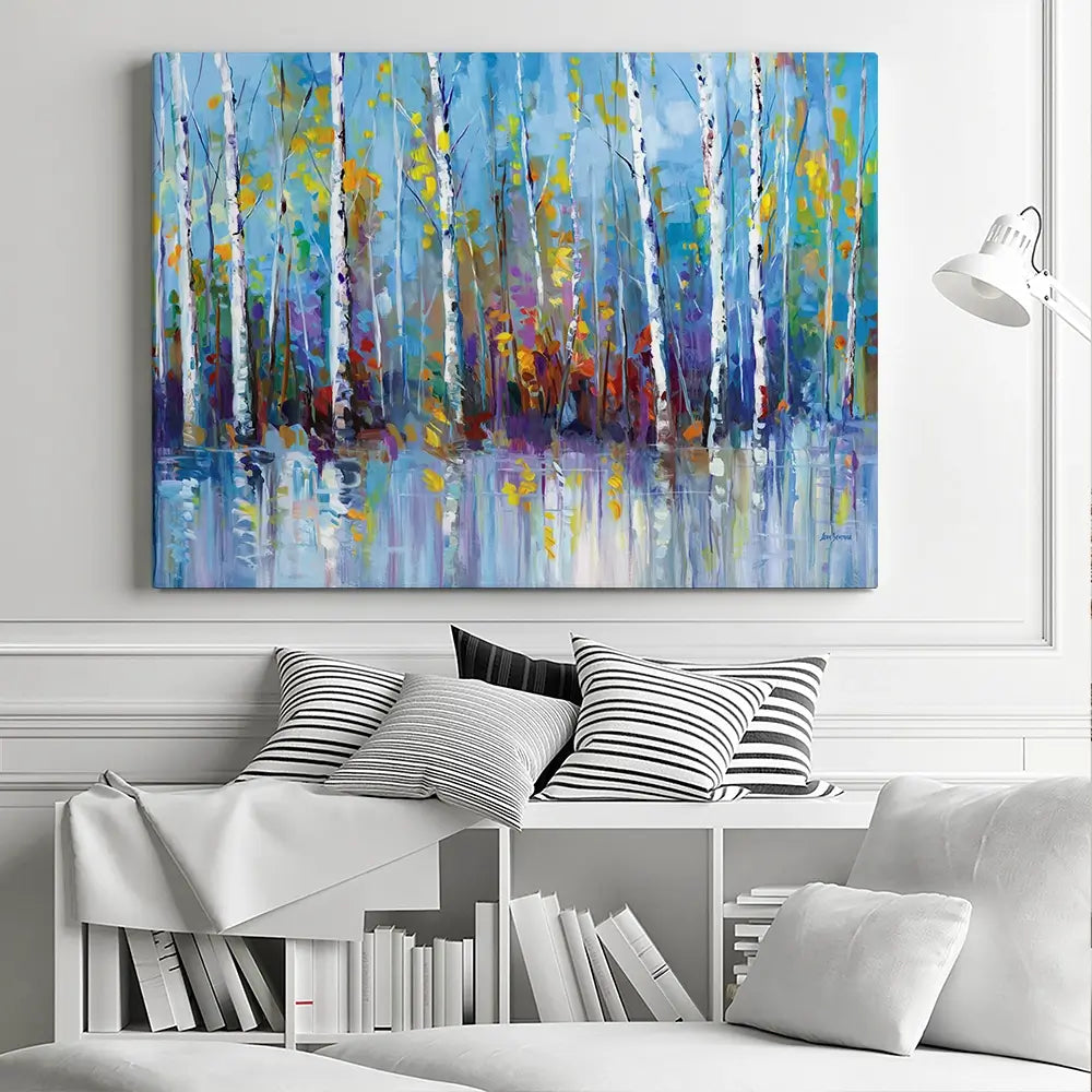 Colourful Birch Trees Canvas Print Colourful Birch Trees Canvas Print wall art product Leon Devenice