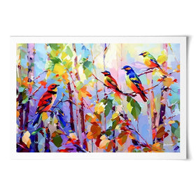 Colourful Birds Chirping Art Print Colourful Birds Chirping Art Print wall art product Leon Devenice