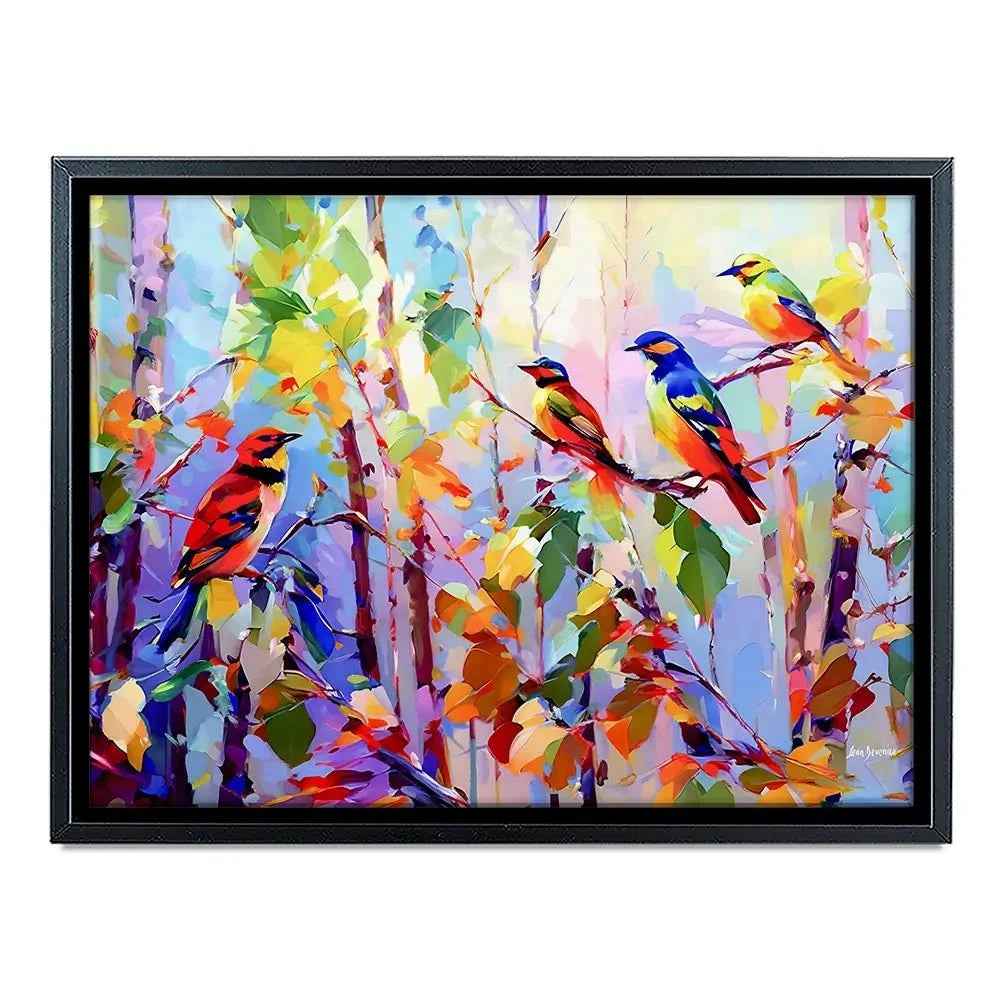 Colourful Birds Chirping Canvas Print Colourful Birds Chirping Canvas Print wall art product Leon Devenice