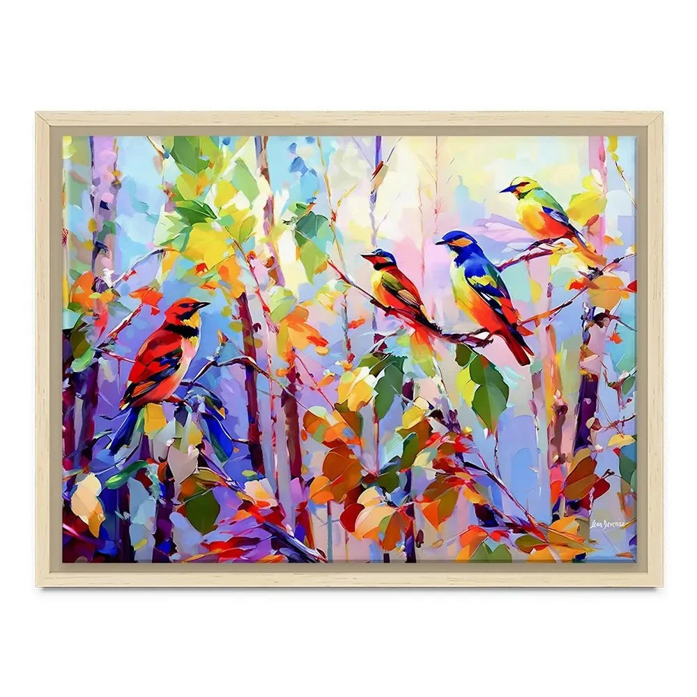 Colourful Birds Chirping Canvas Print Colourful Birds Chirping Canvas Print wall art product Leon Devenice