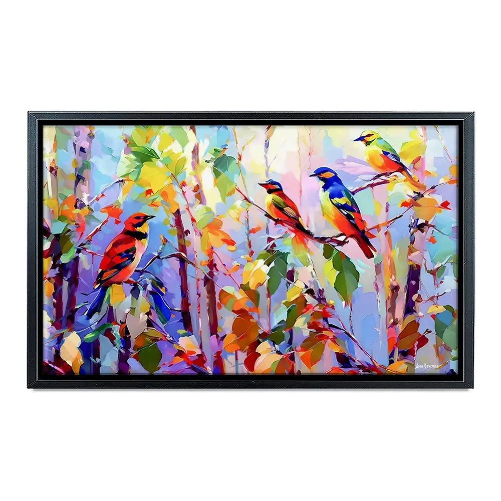 Colourful Birds Chirping Canvas Print Colourful Birds Chirping Canvas Print wall art product Leon Devenice