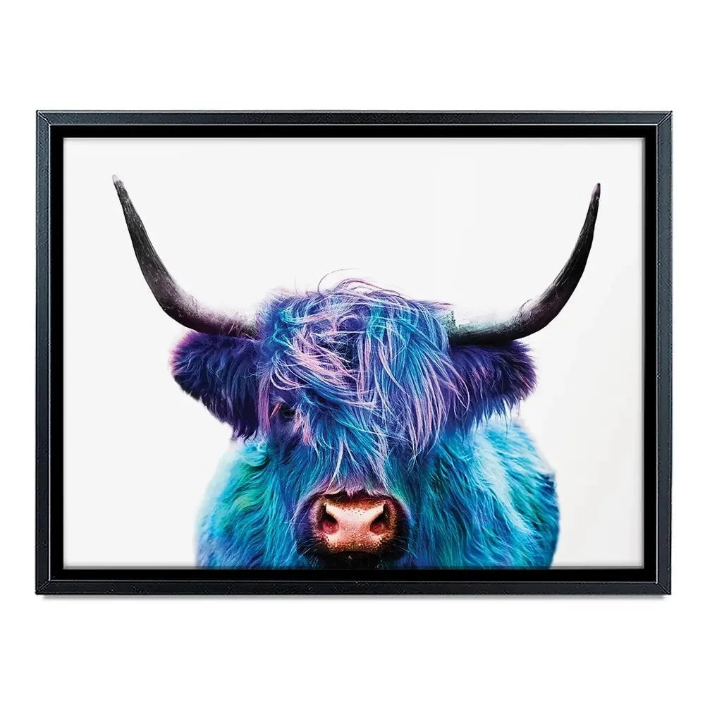 Colourful Blue Highland Cow Canvas Print Colourful Blue Highland Cow Canvas Print wall art product Patricia Chumillas / Shutterstock