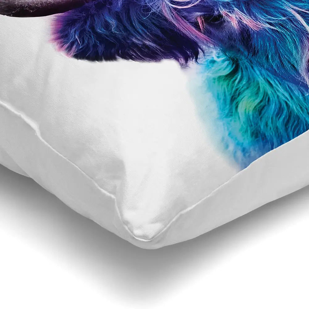 Colourful Blue Highland Cow Cushion Colourful Blue Highland Cow Cushion wall art product Patricia Chumillas / Shutterstock
