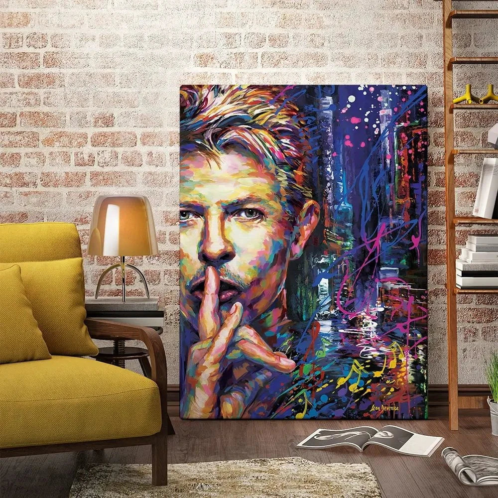 Colourful Bowie Canvas Print Colourful Bowie Canvas Print wall art product Leon Devenice