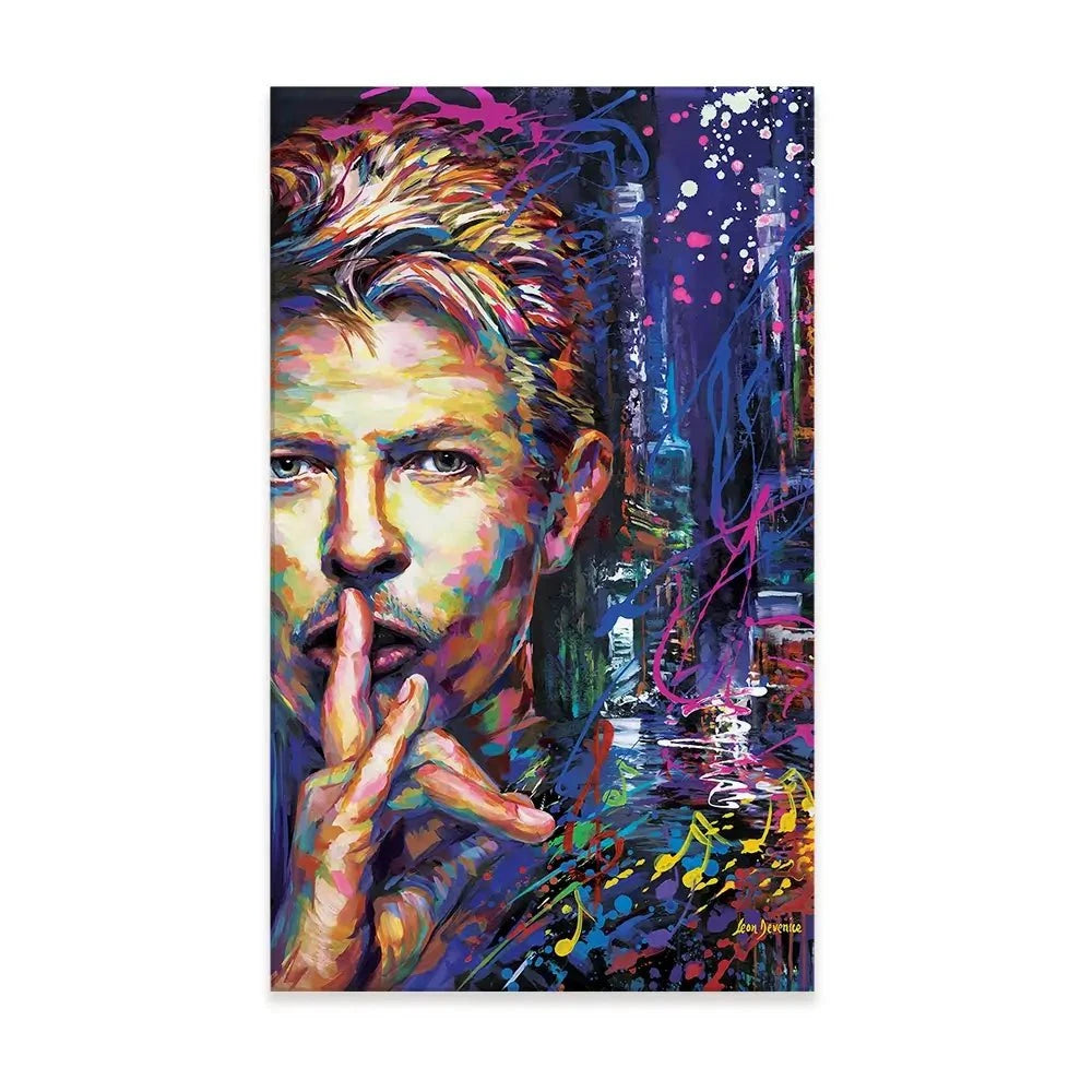 Colourful Bowie Canvas Print Colourful Bowie Canvas Print wall art product Leon Devenice