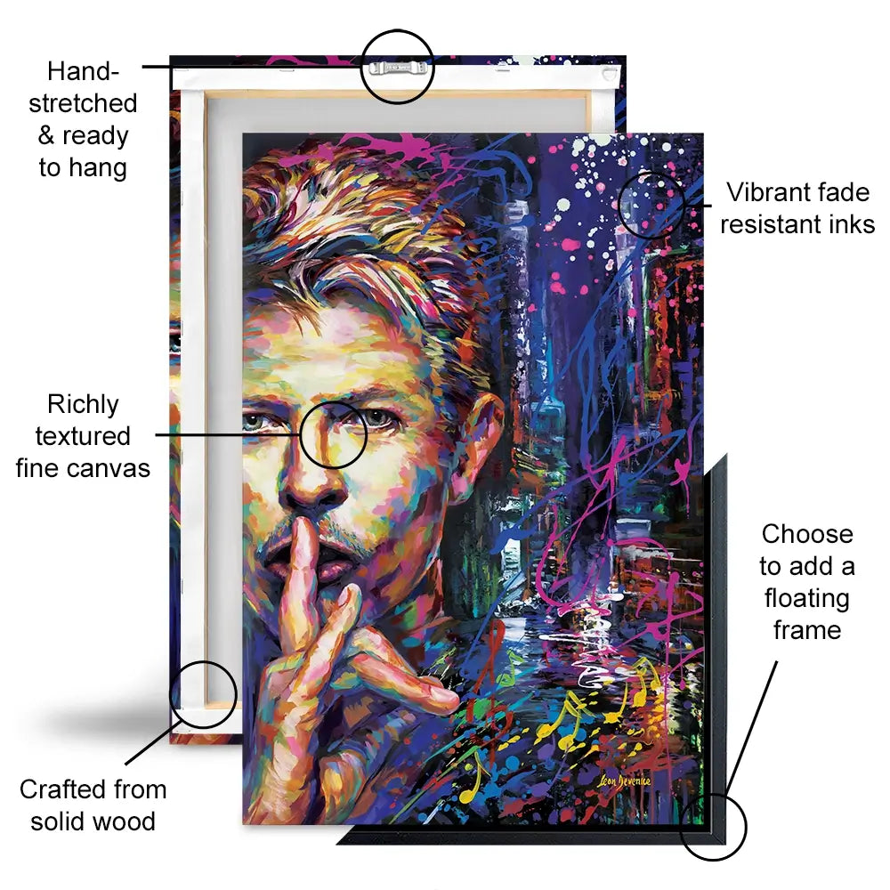 Colourful Bowie Canvas Print Colourful Bowie Canvas Print wall art product Leon Devenice