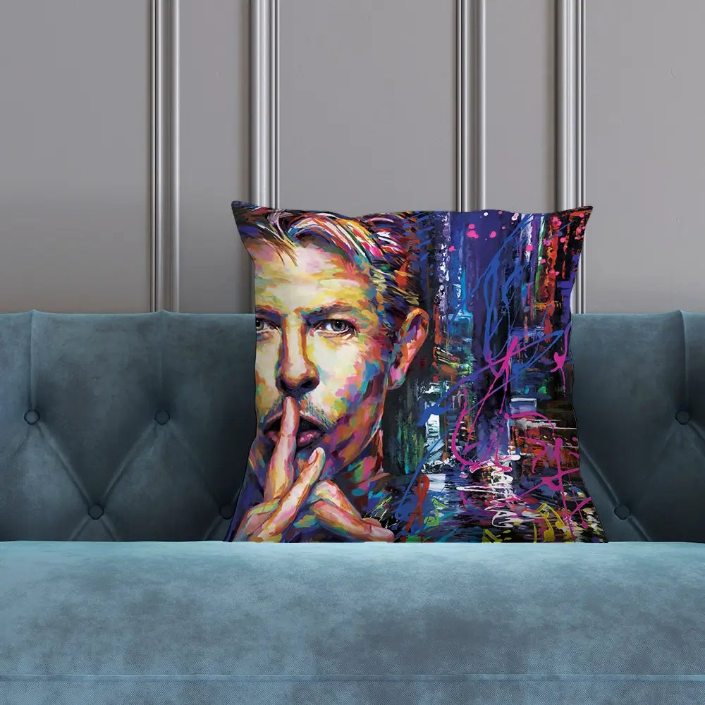 Colourful Bowie Cushion Colourful Bowie Cushion wall art product Leon Devenice
