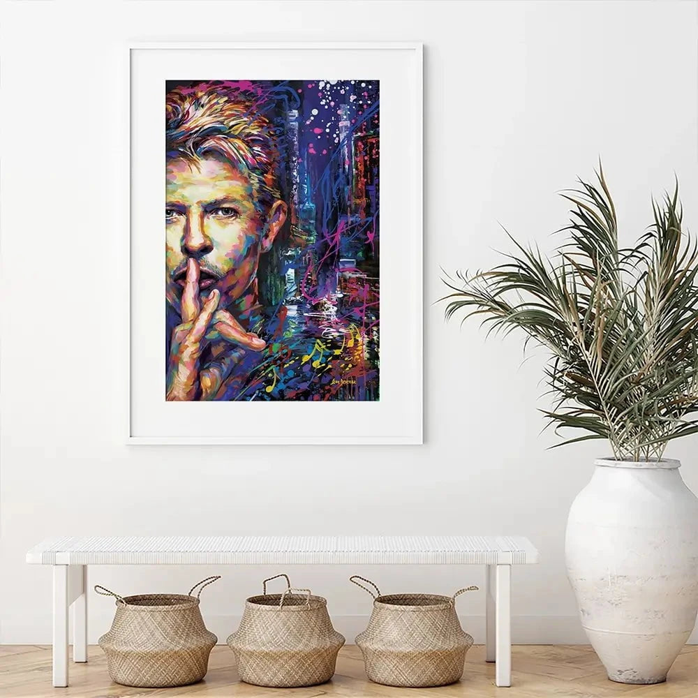 Colourful Bowie Framed Art Print Colourful Bowie Framed Art Print wall art product Leon Devenice