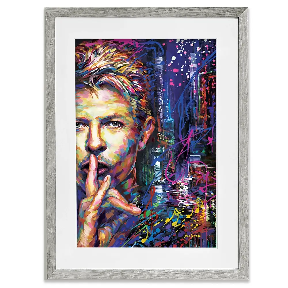 Colourful Bowie Framed Art Print Colourful Bowie Framed Art Print wall art product Leon Devenice