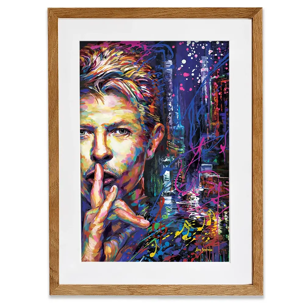 Colourful Bowie Framed Art Print Colourful Bowie Framed Art Print wall art product Leon Devenice