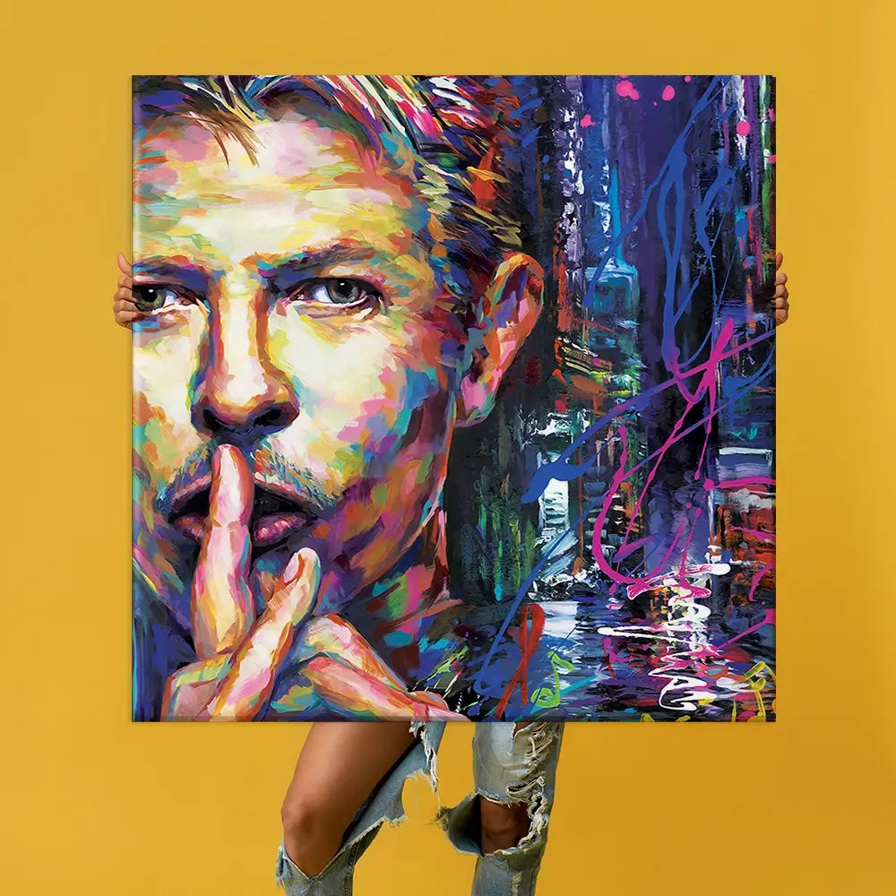 Colourful Bowie Oversized Canvas Print Colourful Bowie Oversized Canvas Print wall art product Independent