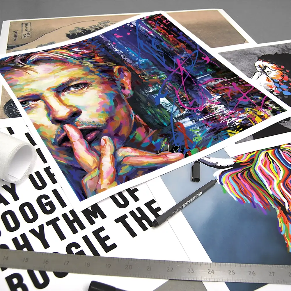 Colourful Bowie Square Art Print Colourful Bowie Square Art Print wall art product Leon Devenice