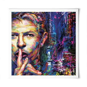 Colourful Bowie Square Art Print Colourful Bowie Square Art Print wall art product Leon Devenice